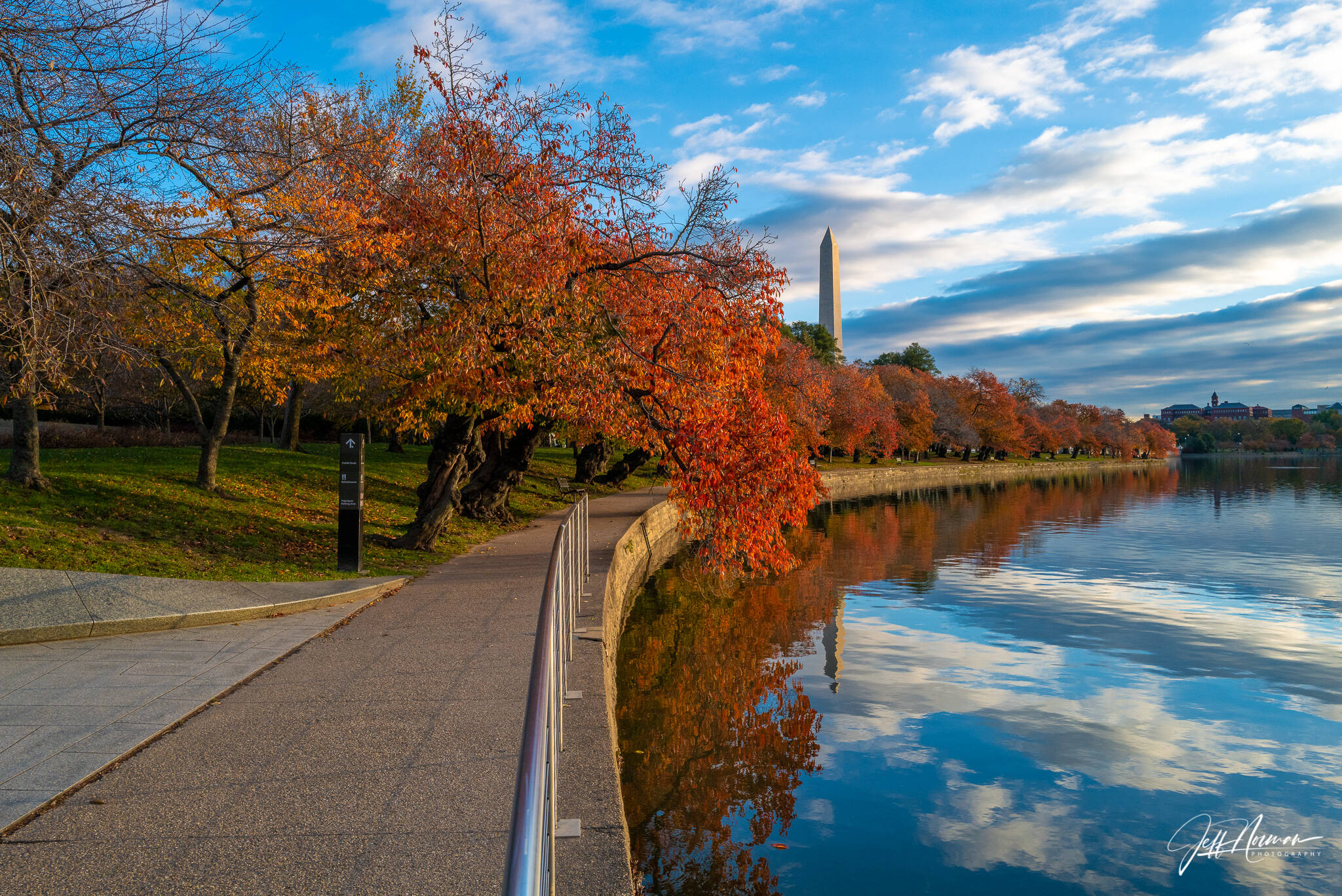 A bright sky and fall colors at the Tidal Basin on Tuesday.