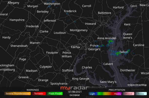 Radar courtesy MyRadar | © OpenStreetMap contributors