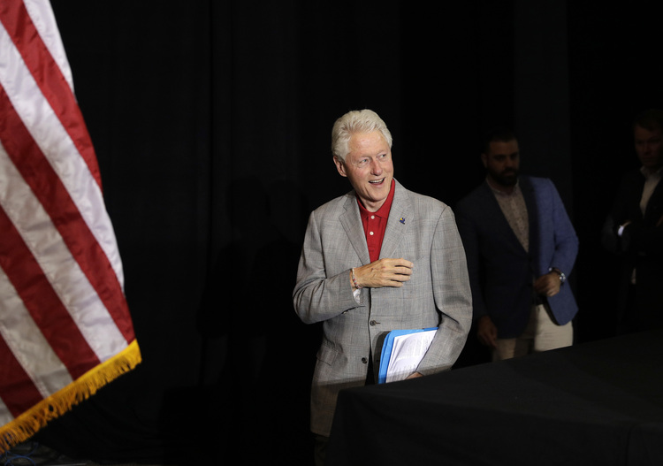 Bill Clinton campaigns in&nbsp;North Las Vegas yesterday.&nbsp;(John Locher/AP)</p>  
