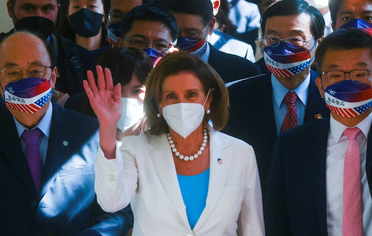 House Speaker Nancy Pelosi (D-Calif.) visits the parliament in Taipei, Taiwan, on Aug. 3, 2022. (Ann Wang/Reuters)