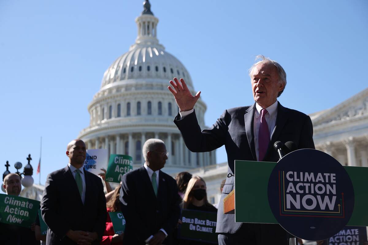 Sen. Edward J. Markey (D-Mass.) speaks during a rally to highlight climate legislation on Oct. 20, 2021. (Chip Somodevilla/Getty Images)