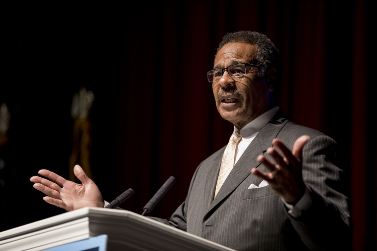 Rep. Emanuel Cleaver (D-Missouri) in Kansas City last week. (Whitney Curtis/Getty Images)</p>  