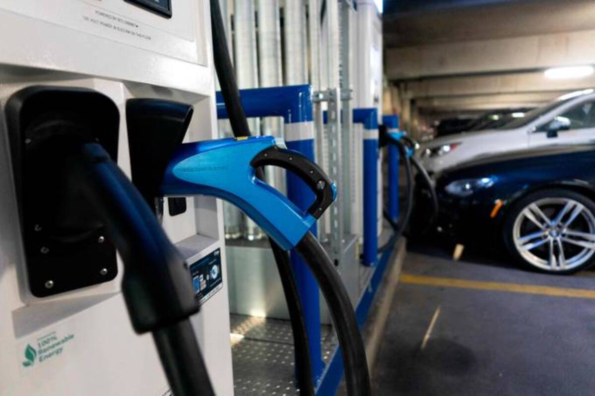 EVgo fast-charging stations for electric vehicles in Washington, D.C. (Stefani Reynolds/AFP/Getty Images)