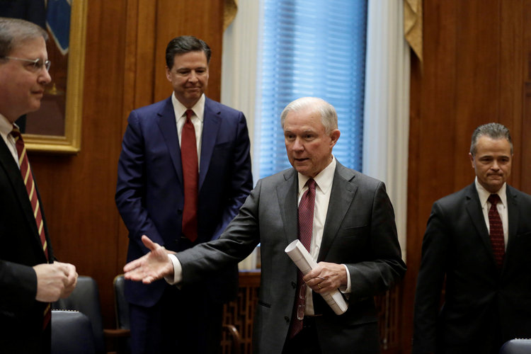 Jeff Sessions starts work as attorney general in February. (Yuri Gripas/Reuters)</p>  