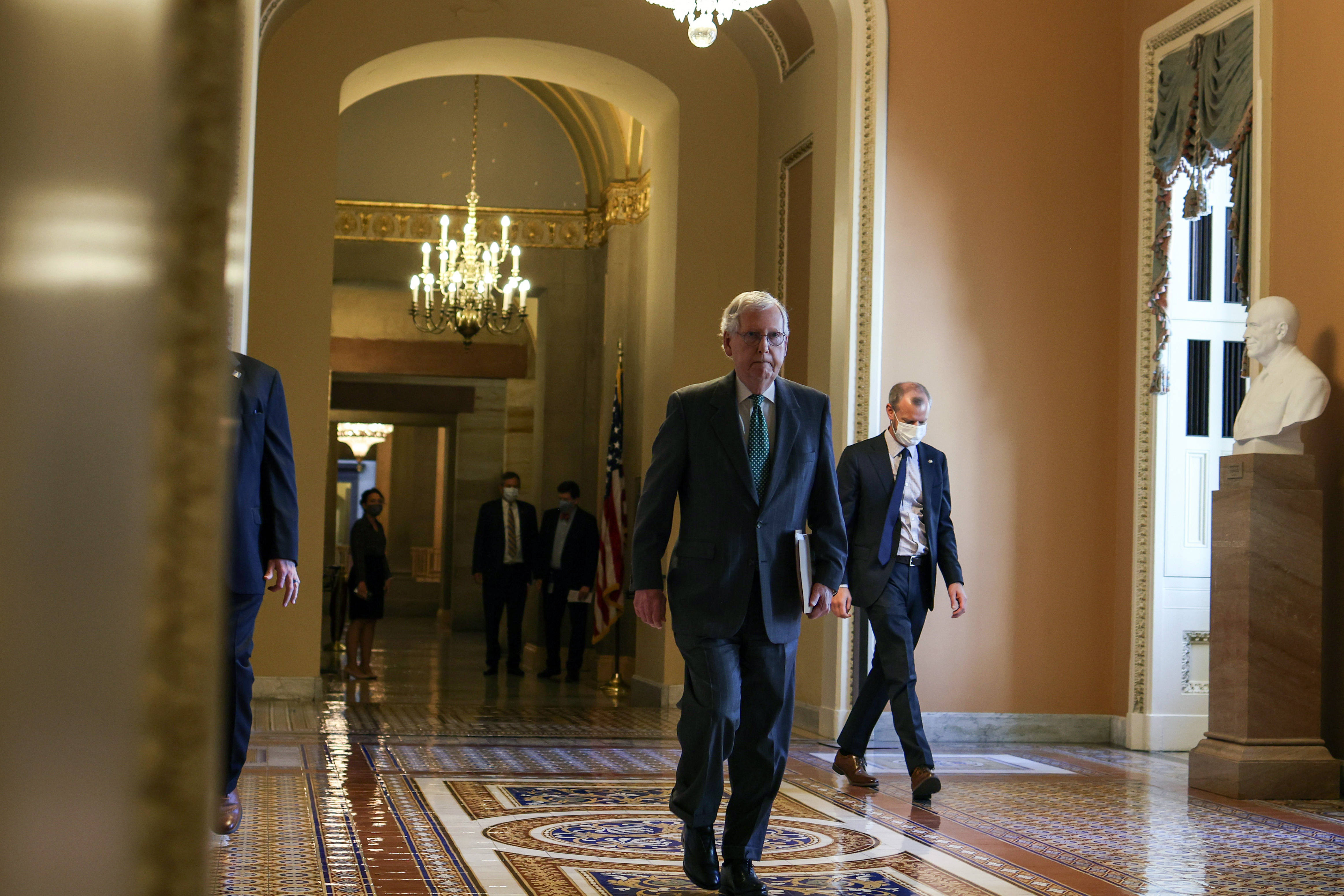 Senate Minority Leader Mitch McConnell (R-Ky.) is paying for ads in Kentucky to urge people to get vaccinated. (Anna Moneymaker/Getty Images)