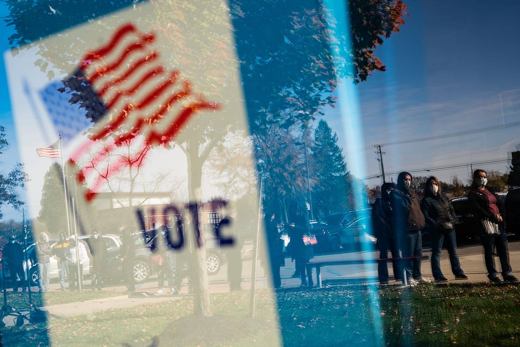 Voters wait to cast their ballots in November at a polling place in Sterling Heights, Mich. (Salwan Georges/The Washington Post)