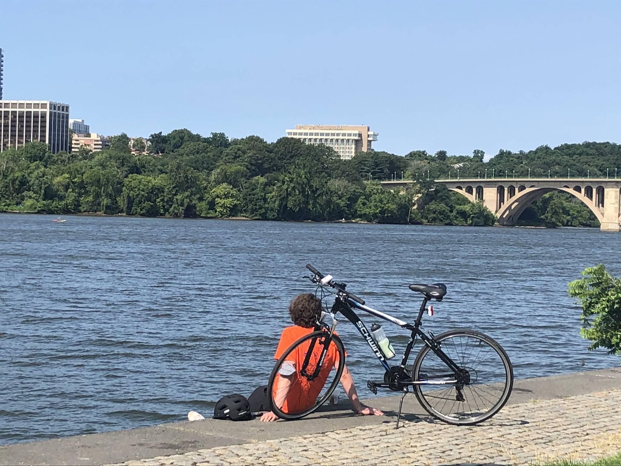 Skies mostly blue over the Potomac River viewed from Georgetown Waterfront Park on Sunday. (Jeannie in D.C./Flickr)