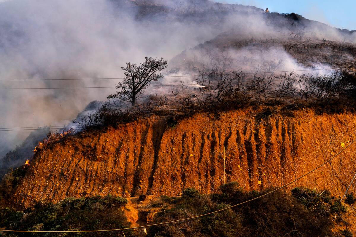 Firefighters battle the Colorado Fire above the Bixby Bridge along California's Highway 1 on Jan. 22. (Melina Mara/The Washington Post)