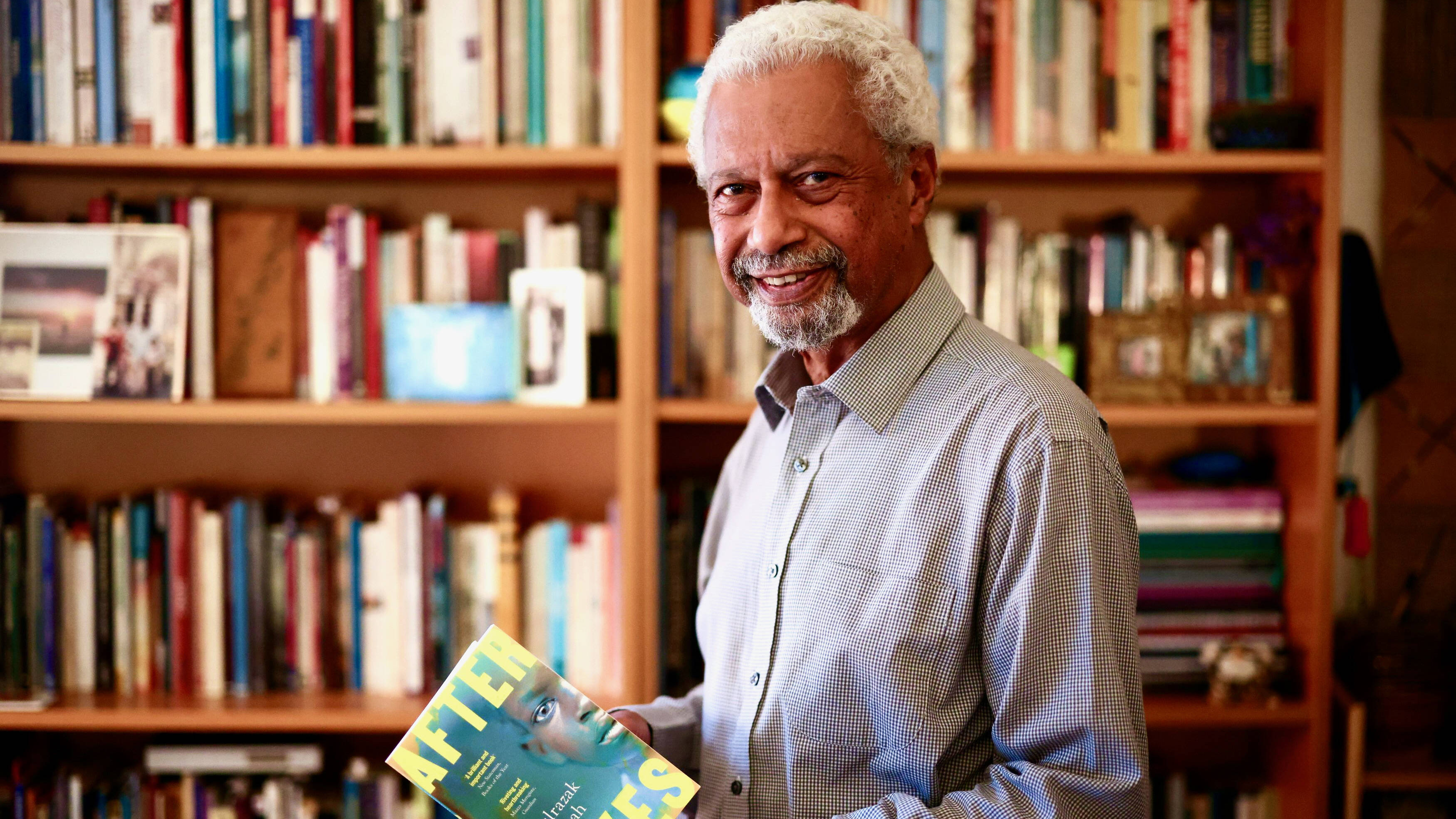 Tanzanian novelist Abdulrazak Gurnah, winner of the 2021 Nobel Prize in literature, at his home in Canterbury, England, Oct. 7, 2021. (Reuters/Henry Nicholls)