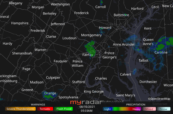Radar courtesy MyRadar | © OpenStreetMap contributors