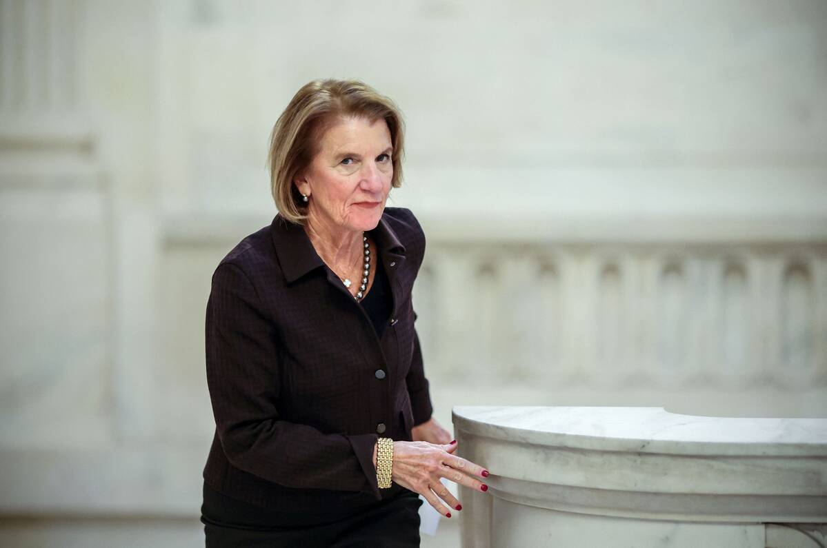 Sen. Shelley Moore Capito (R-W.Va.) makes her way to a news conference Jan. 11 on Capitol Hill. (Evelyn Hockstein/Reuters)