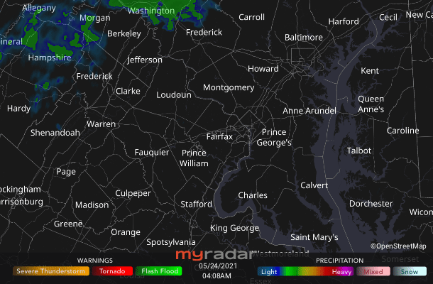 Radar courtesy MyRadar | © OpenStreetMap contributors