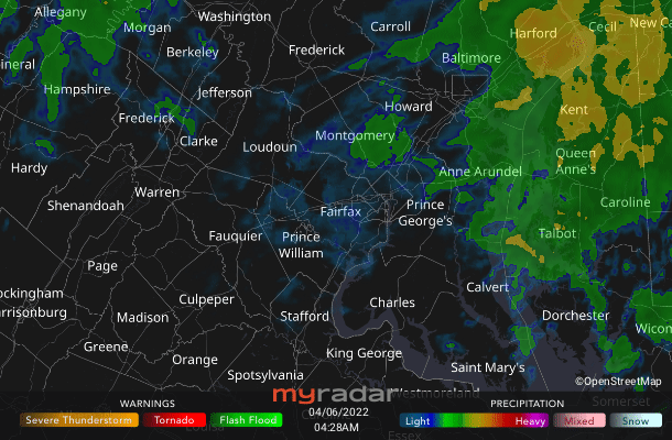 Radar courtesy MyRadar | © OpenStreetMap contributors