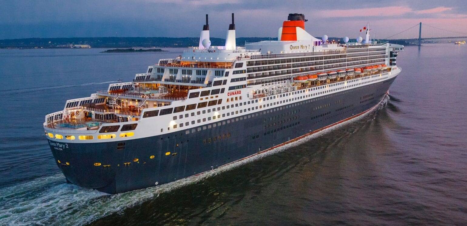 The Queen Mary 2 will ferry bookworms on a seven-day Literature Festival at Sea in December 2022. (Photo by Jonathan Atkin/Cunard)