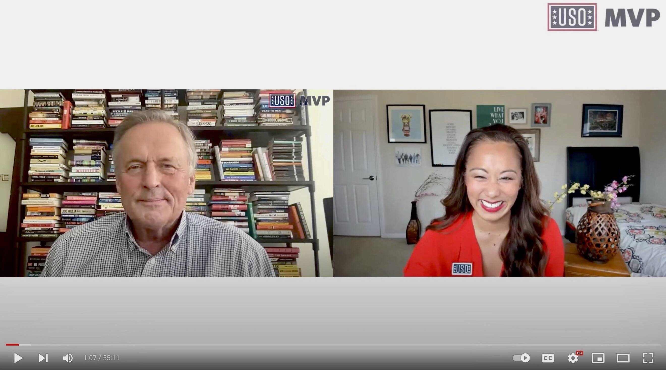 John Grisham talks with the USO on Aug. 17, 2021 (Screen shot)