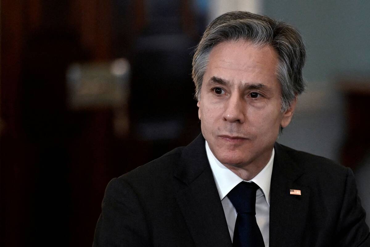 Secretary of State Antony Blinken attends a meeting at the State Department in Washington on April 1. (Olivier Douliery/Pool/Reuters)