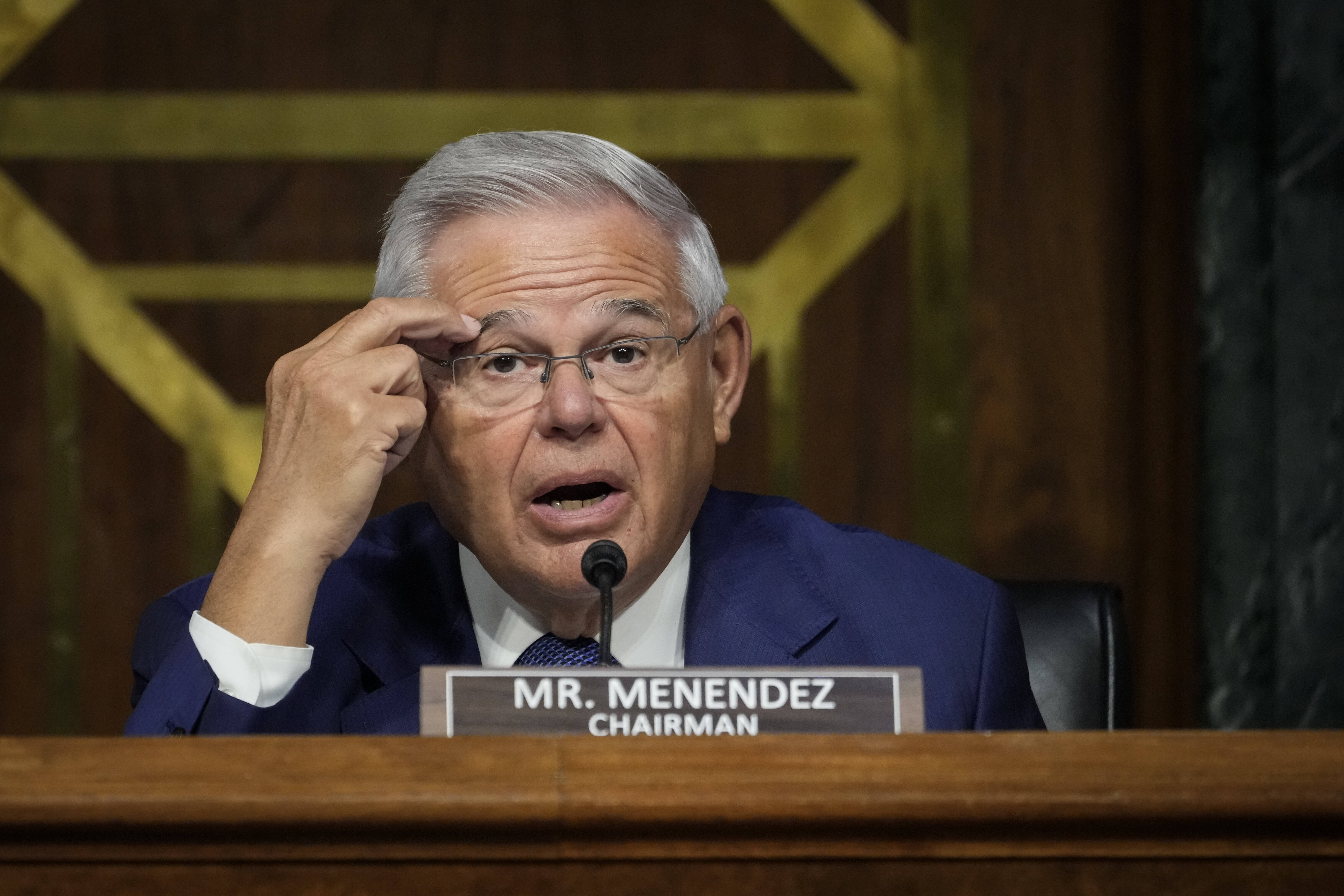 Committee chairman Sen. Robert Menendez (D-N.J.) questions Secretary of State Antony Blinken on Tuesday. (Drew Angerer/Getty Images)