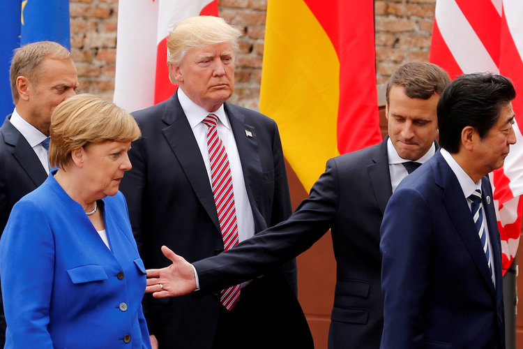 World leaders gather at the G7 Summit in&nbsp;Sicily. (Reuters/Jonathan Ernst)</p>  