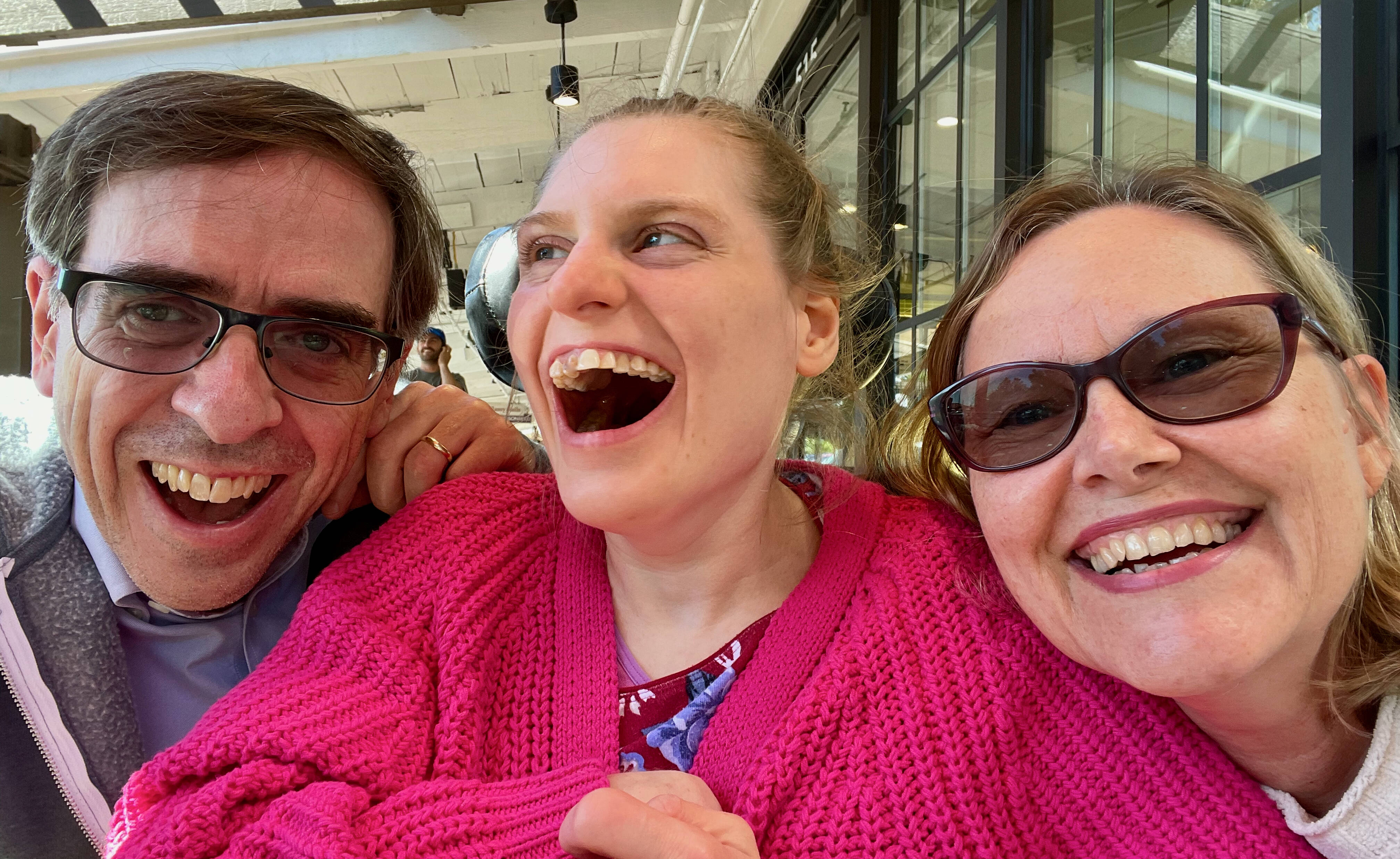 Ron, Elissa and Dawn Charles about to enjoy some ice cream at Tin Pot Creamery in Campbell, Calif., Sept. 16, 2021. (Ron Charles/The Washington Post)