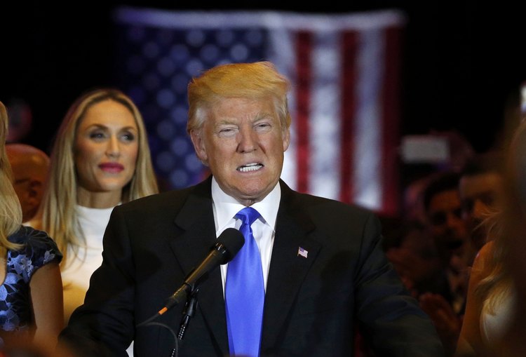 Trump at Trump Tower (Reuters/Lucas Jackson)</p>  