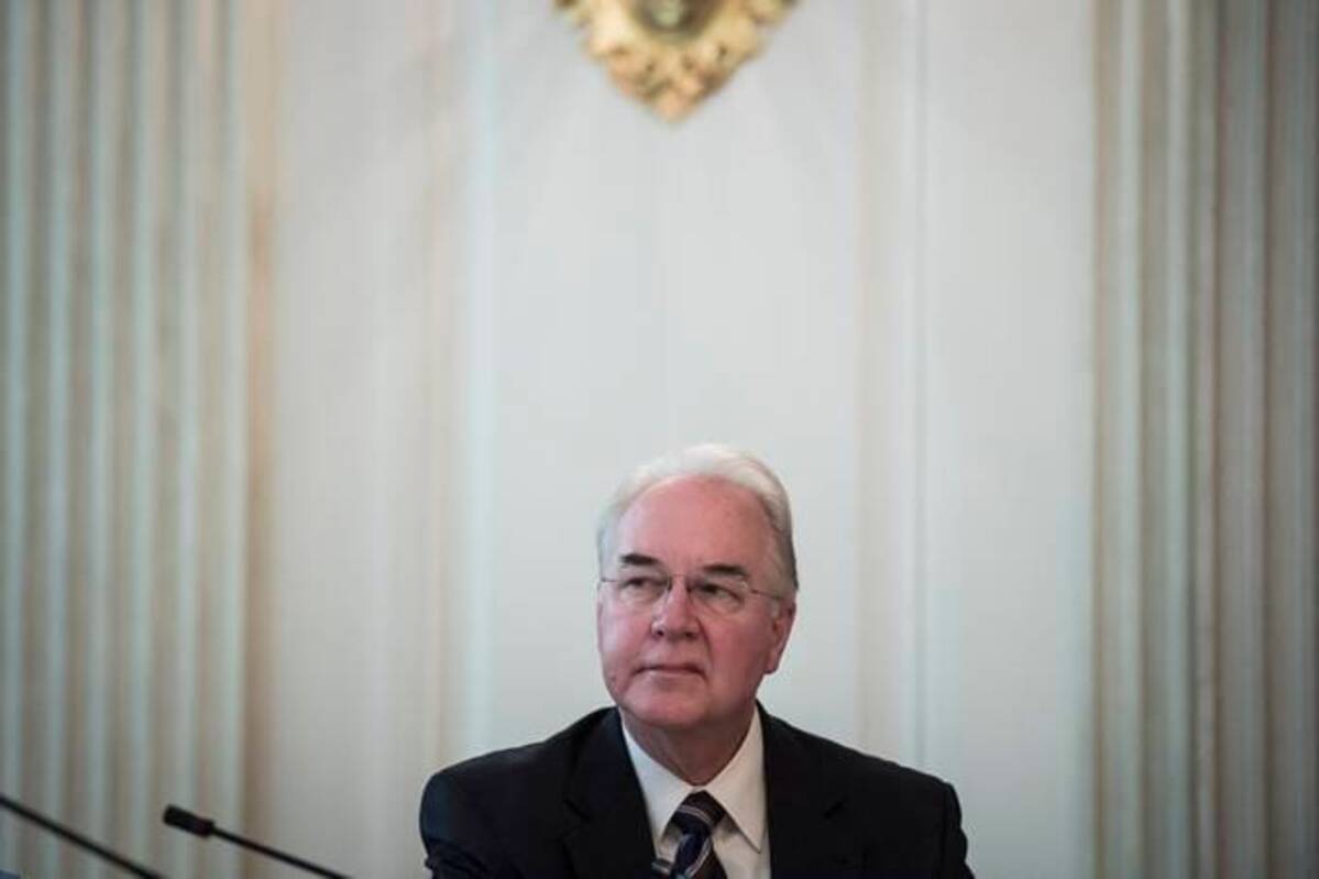 Former Secretary of Health and Human Services Tom Price attends a roundtable discussion. (Jabin Botsford/Washington Post)