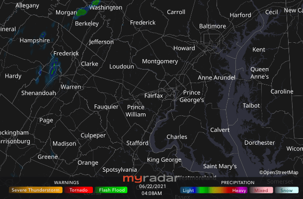Radar courtesy MyRadar | © OpenStreetMap contributors