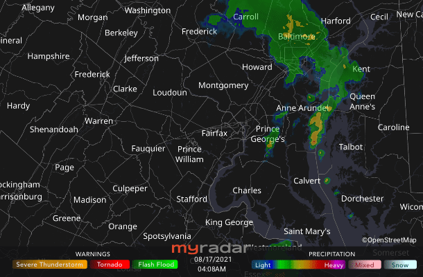 Radar courtesy MyRadar | © OpenStreetMap contributors