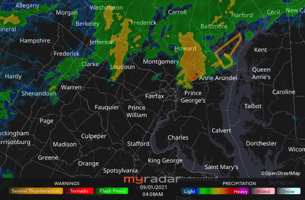 Radar courtesy MyRadar | © OpenStreetMap contributors