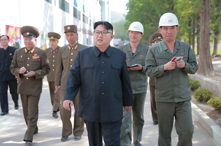 North Korean leader Kim Jong-Un&nbsp;(KCNAKCNA/AFP/Getty Images)</p>  