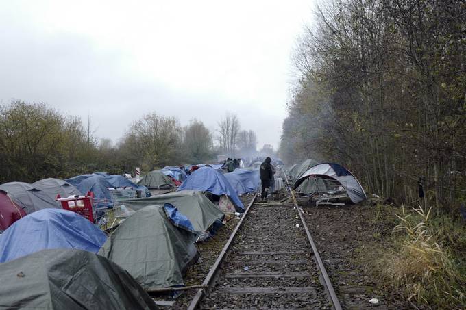 A migrants makeshift camp is set up in Calais, France on Nov. 27. (Rafael Yaghobzadeh/AP)