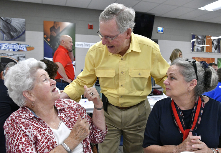 Senate Majority Leader&nbsp;Mitch McConnell went to&nbsp;Fancy Farm in Kentucky over the weekend.&nbsp;(Timothy D. Easley/AP)</p>  