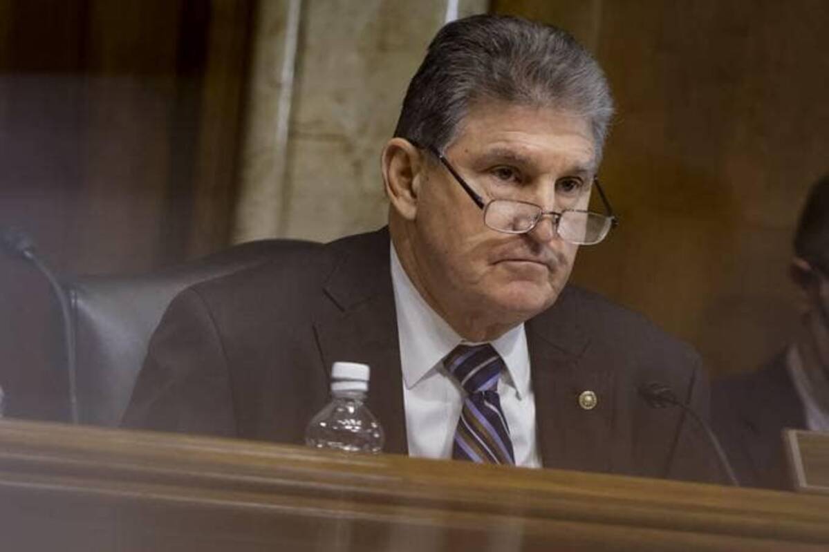 Sen. Joe Manchin III (D-W.Va.) at an Energy and Natural Resources Committee hearing. (Samuel Corum/Bloomberg News)&nbsp;