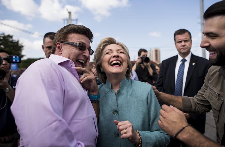 Hillary Clinton visits an early voting location in West Miami on Saturday. (Melina Mara/The Washington Post)</p>  