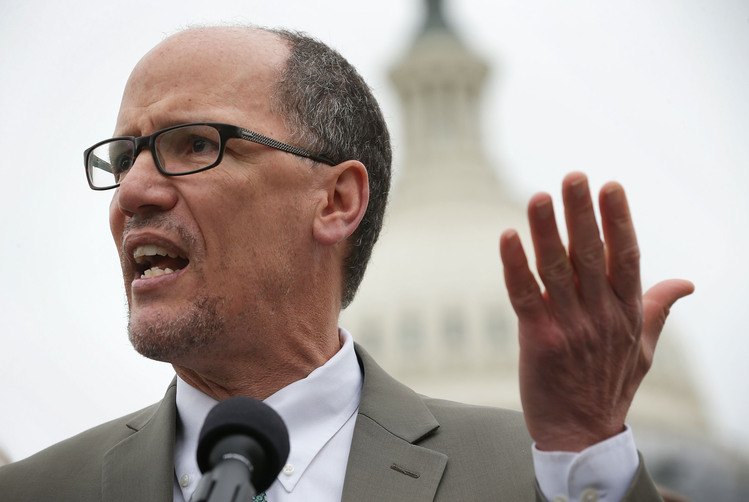 Tom Perez speaks on Capitol Hill. (Alex Wong/Getty Images)</p>  