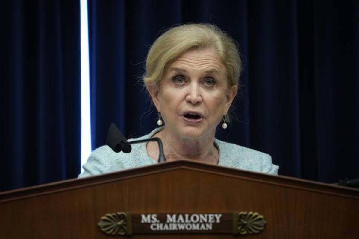 Committee chair Rep. Carolyn Maloney (D-NY) delivers opening remarks during a House Oversight Committee hearing on Capitol Hill June 7, 2021 in Washington. (Photo by Drew Angerer/Getty Images)