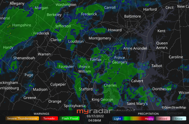 Radar courtesy MyRadar | © OpenStreetMap contributors