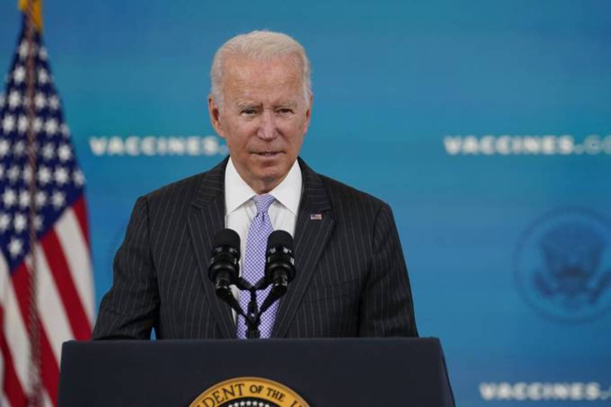 President Biden talks about the newly approved coronavirus vaccine for children ages 5 to 11 from the South Court Auditorium on the White House complex in Washington on Wednesday. (Susan Walsh/AP)