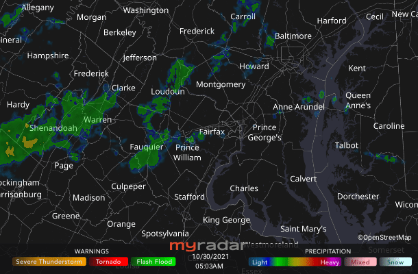 Radar courtesy MyRadar | © OpenStreetMap contributors