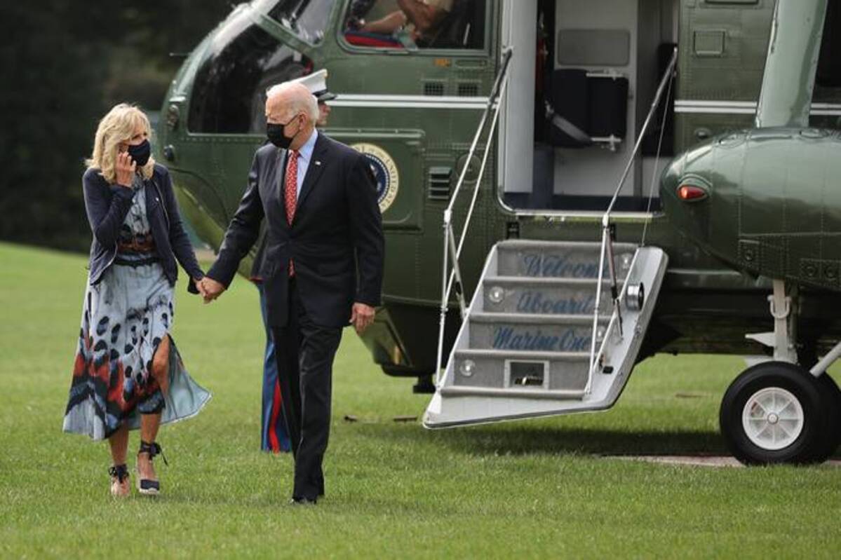 Biden and first lady Jill Biden return to the White House after spending the weekend in Delaware. (Chip Somodevilla/Getty Images)