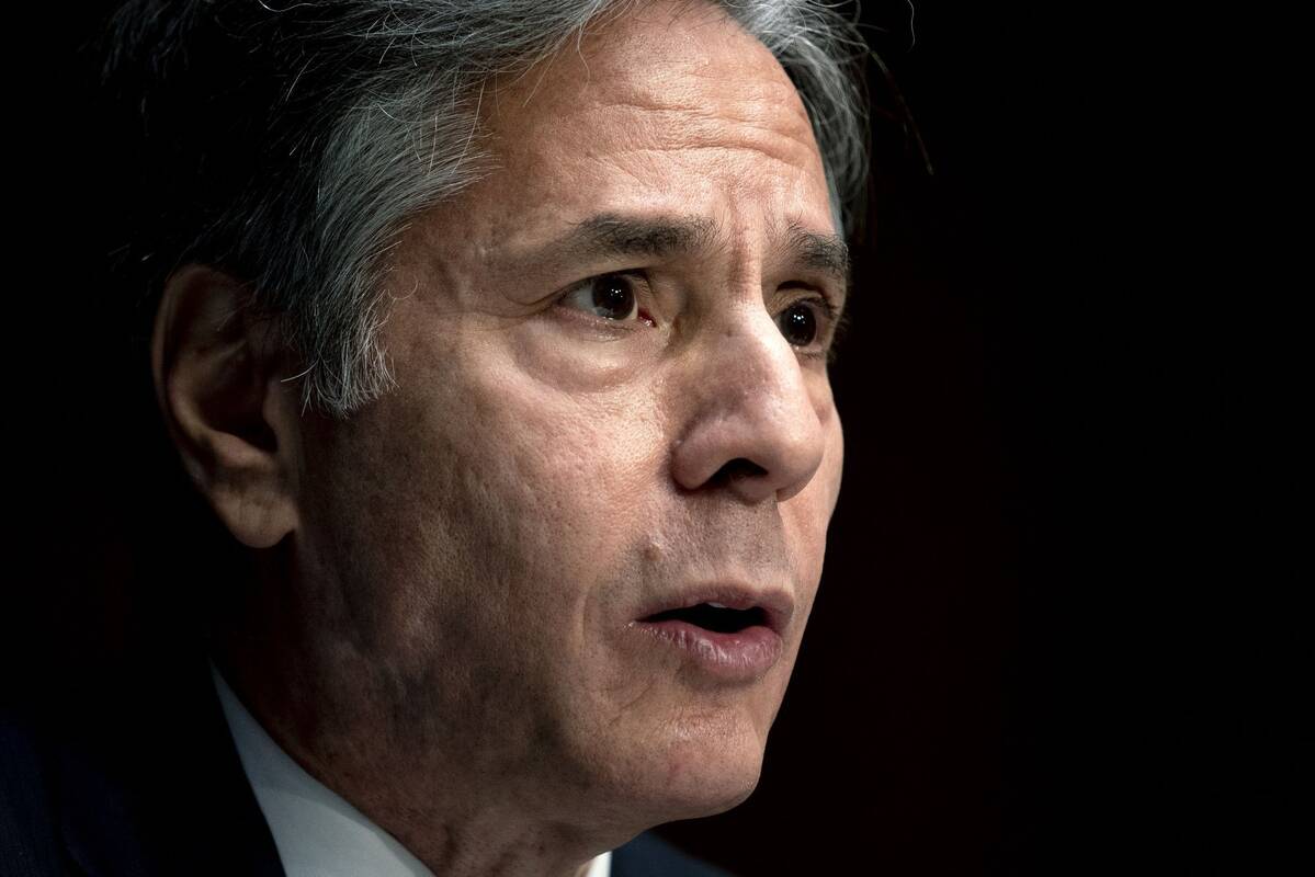 Secretary of State Antony Blinken speaks during a Senate Foreign Relations Committee hearing on Sept. 14. (Stefani Reynolds/Bloomberg)