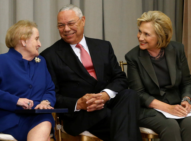 Former secretaries of state&nbsp;Madeleine Albright,&nbsp;Colin Powell and Hillary Clinton (Jonathan Ernst)</p>  