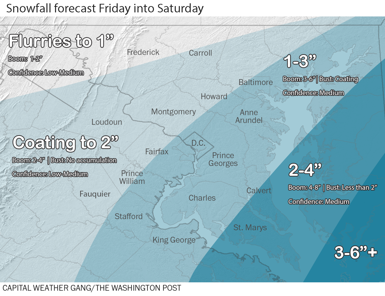 Forecast snowfall Friday into Saturday.