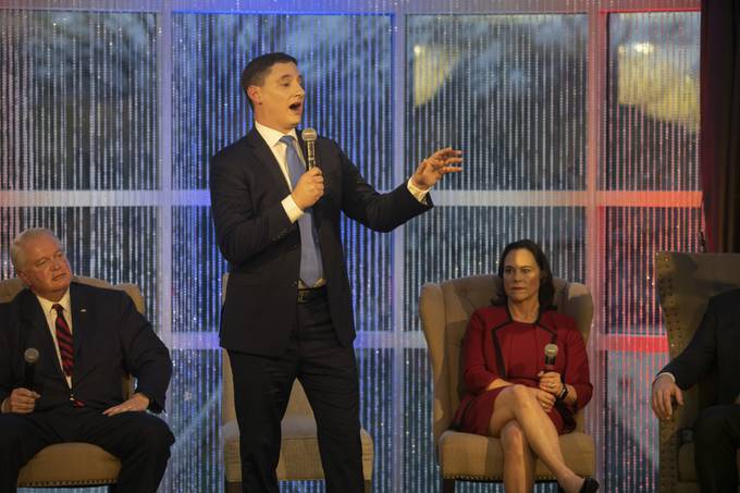 Josh Mandel speaks at the FreedomWorks Forum for Ohio's Republican Senate candidates on March 18 in Columbus, Ohio. (Andrew Spear/Getty Images)