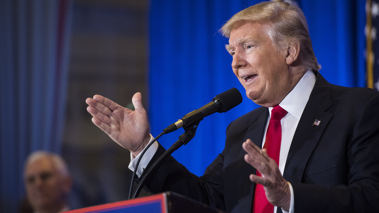 Donald Trump speaks during his press conference at Trump Tower. (Jabin Botsford/The Washington Post)</p>  