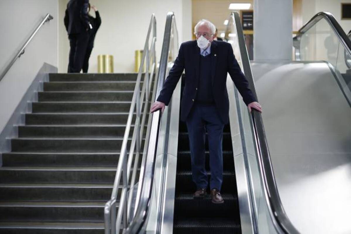 Senate Budget Committee Chairman Bernie Sanders (I-VT) leaves the Capitol in Washington, D.C., following a vote on Monday. (Chip Somodevilla/Getty Images)