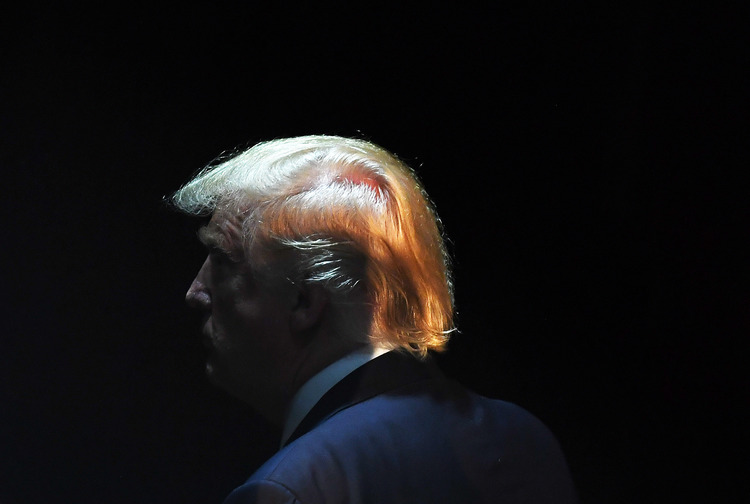 Trump leaves after speaking in Aston, Pa., last night.&nbsp;(Matt McClain/The Washington Post)</p>  