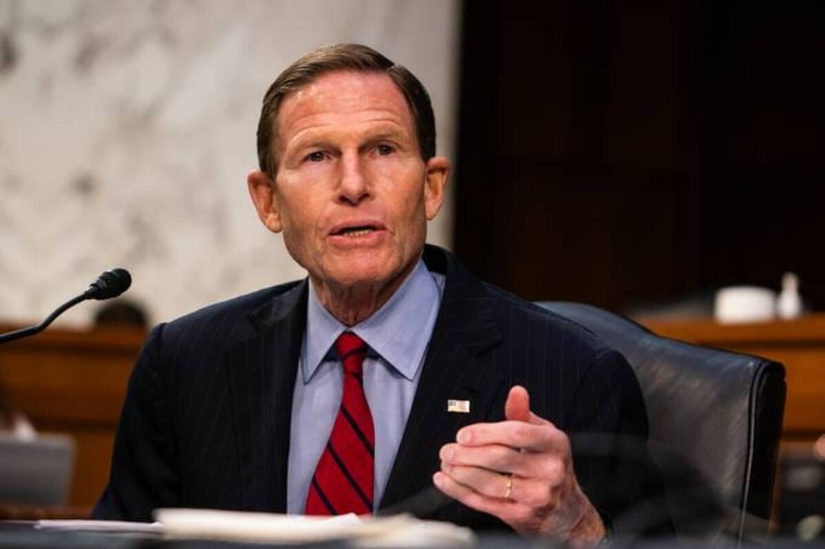 Sen. Richard Blumenthal (D-Conn.), a sponsor of the bill, addressed some of Apple's concerns at the hearing. (Demetrius Freeman/The Washington Post/Pool)