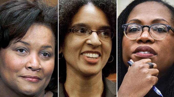 From left, Judge J. Michelle Childs, California Supreme Court Justice Leondra Kruger and Judge Ketanji Brown Jackson. (Charles Dharapak/AP; Todd Rogers/AP; Bill O'Leary/The Washington Post)