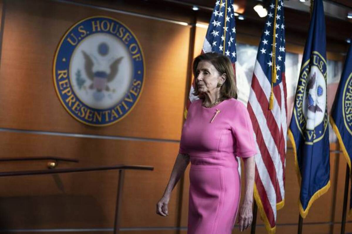 House Speaker Nancy Pelosi (D-Calif.) departs following a news conference at the U.S. Capitol. (Sarah Silbiger/Bloomberg News)