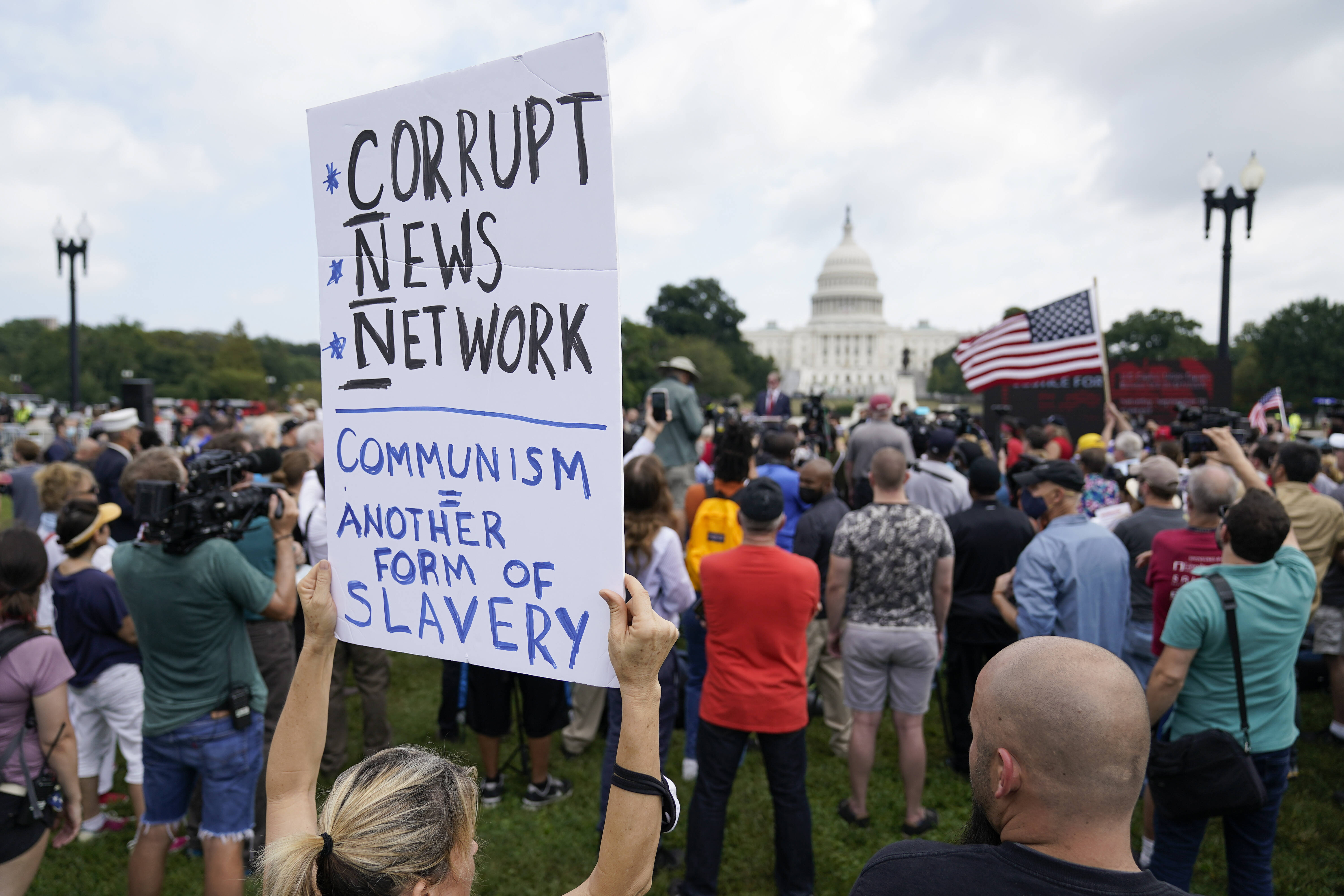A rally outside the Capitol recently in support of Jan. 6 defendants. (AP Photo/Jose Luis Magana)